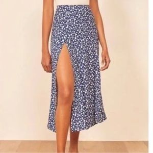 Reformation Zoe Side Slit Midi Skirt Bebe Size 12